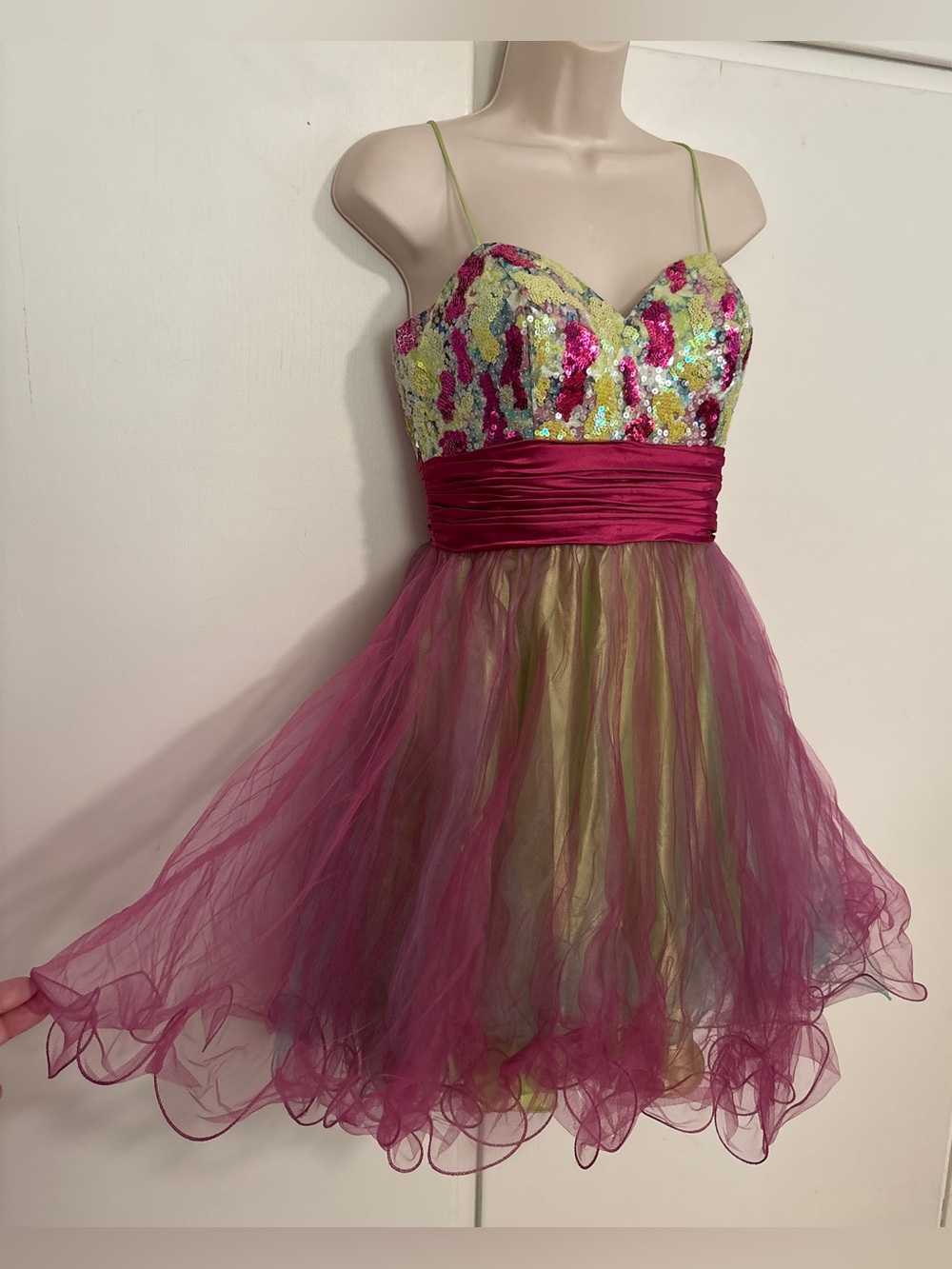 Pink & Lime Colorful Size 8 Homecoming Prom Formal Dress Pink By Alexia Designs